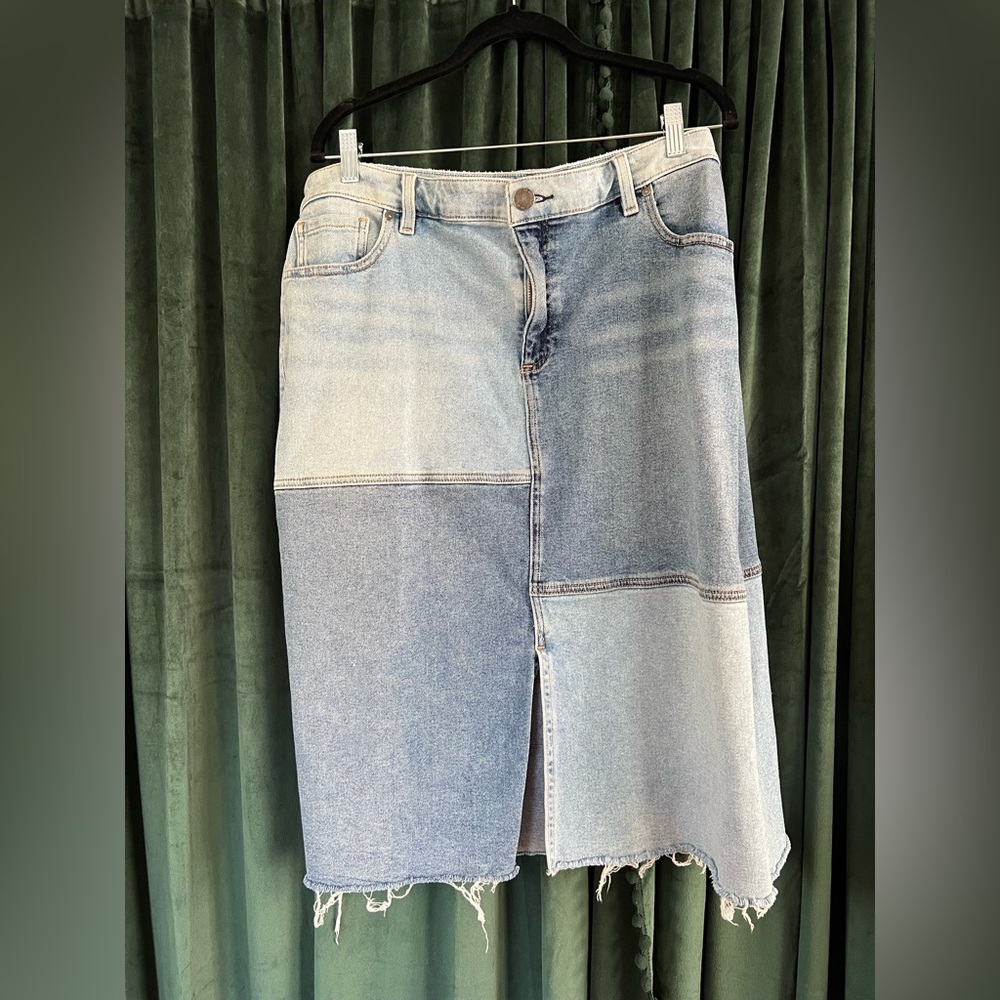 Retro Patchwork Denim Skirt